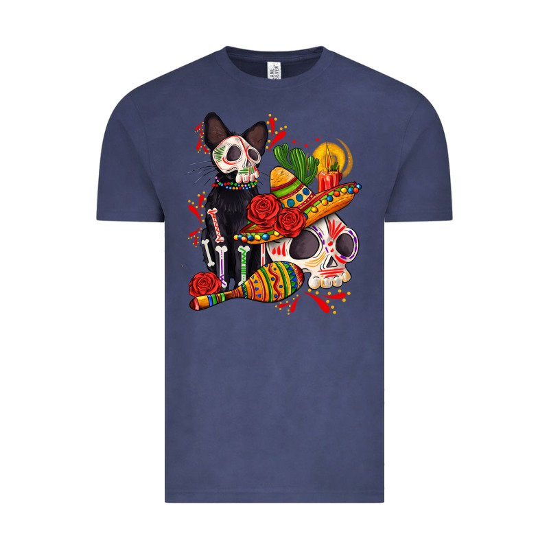 Mexican Dead Day With Skeleton Cat Vintage Tee by AdoDesignShop | Teevron