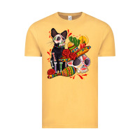 Vintage Mustard mexican dead day with skeleton cat Vintage Tee - AdoDesignShop