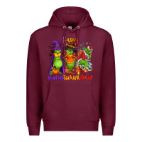 Burgundy Happy Hallothanksmas Premium Hoodie - NancyCooperArtShop