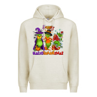 Oatmeal Heather Happy Hallothanksmas Premium Hoodie - NancyCooperArtShop