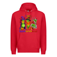 Red Happy Hallothanksmas Premium Hoodie - NancyCooperArtShop