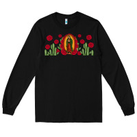 Black lady of Guadalupe cactus rose Long Sleeve Tee - JahusDesignShop