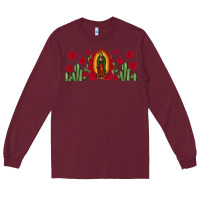 Burgundy lady of Guadalupe cactus rose Long Sleeve Tee - JahusDesignShop