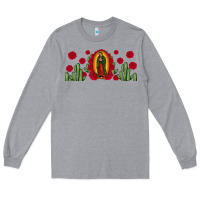 Heather Grey lady of Guadalupe cactus rose Long Sleeve Tee - JahusDesignShop