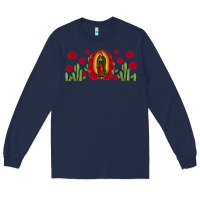 Navy lady of Guadalupe cactus rose Long Sleeve Tee - JahusDesignShop