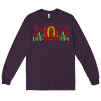Plum lady of Guadalupe cactus rose Long Sleeve Tee - JahusDesignShop