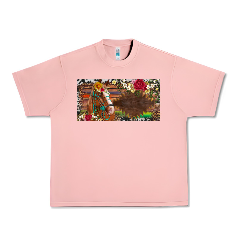 Western Turquoise Gemstone Horse Cowhide Leopard Floral Background Lic Urban Heavy Tee by Artiststas | Teevron