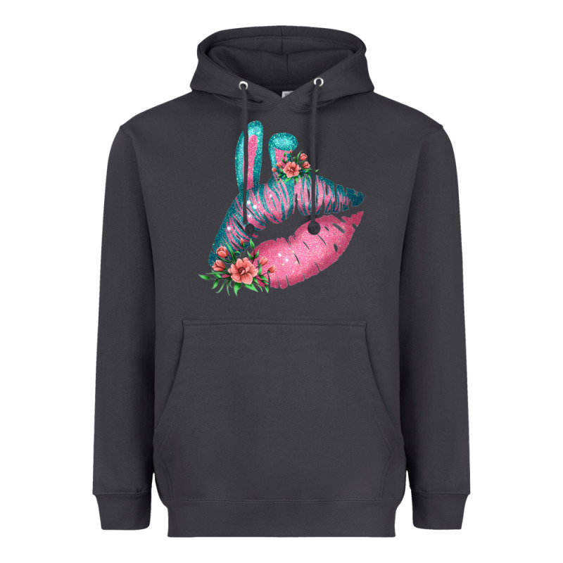 Eared Turquoise Pink Easter Lips Heavyweight Hoodie by Bettercallsaul | Teevron