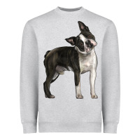 Heather Grey Boston Terrier Heavyweight Sweatshirt - LillyAllenDesigns