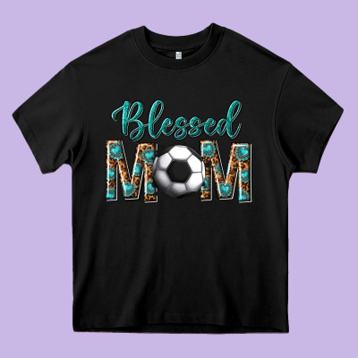 Western Blessed Mom With Soccer Heavy Core Tee Designed By Texasbilliewilder