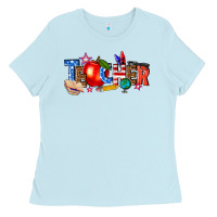 Baby Blue American teacher Ladies Tee - texasbilliewilder