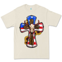 Bone american flag cross cow skull sunflowers Premium Tee - RanaPortraitStore