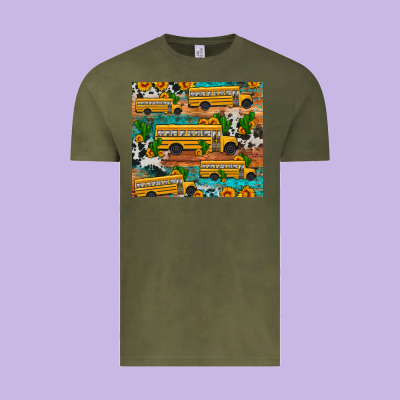 School Bus Cactus Sunflower Vintage Tee Designed By Artiststas