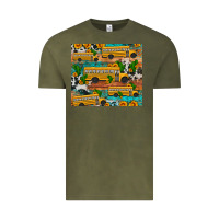 Vintage Olive school bus cactus sunflower Vintage Tee - Artiststas
