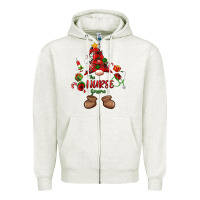 Oatmeal Heather the nurse gnome christmas Zipper Hoodie - MaliasSmallBusiness