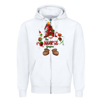 White the nurse gnome christmas Zipper Hoodie - MaliasSmallBusiness