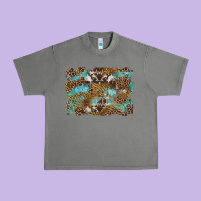 Western Leopards And Turquoise With Cowhide Background Urban Heavy Tee Designed By Artiststas