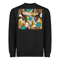Black cowhide leopard bull skull gemstone Heavyweight Sweatshirt - NancyCooperArtShop