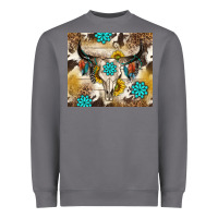 Storm cowhide leopard bull skull gemstone Heavyweight Sweatshirt - NancyCooperArtShop