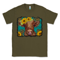 Army Green western leopard buffalo plaid baby highland cow Classic Tee - BarkalooDesign