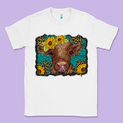 Western Leopard Buffalo Plaid Baby Highland Cow Classic Tee Designed By Barkaloodesign