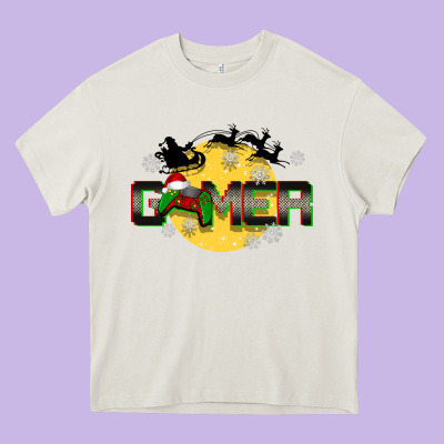 Christmas Gamer Heavy Core Tee Designed By Barkaloodesign
