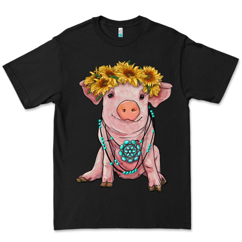 Sunflower Pig With Gemstone Premium Tee by RanaPortraitStore | Teevron