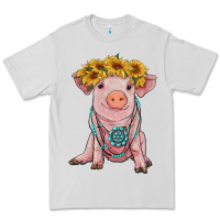 Dove Grey sunflower pig with gemstone Premium Tee - RanaPortraitStore