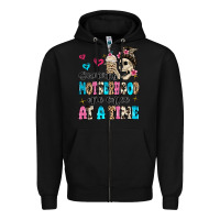 Black surviving motherhood one coffee at a time Zipper Hoodie - MaliasSmallBusiness