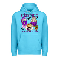 Ocean Blue Hocus Pocus I Need Coffee to Focus Premium Hoodie - texasbilliewilder