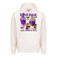Pale Pink Hocus Pocus I Need Coffee to Focus Premium Hoodie - texasbilliewilder