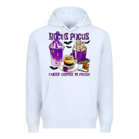 White Hocus Pocus I Need Coffee to Focus Premium Hoodie - texasbilliewilder