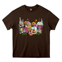 Chocolate Brown floral coffee cups Heavy Core Tee - Zillion Design Studio