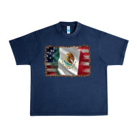 Navy mexico flag and usa flag Urban Heavy Tee - AdoDesignShop