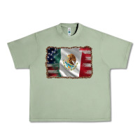 Oil Green mexico flag and usa flag Urban Heavy Tee - AdoDesignShop