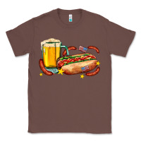 Chestnut hot dog and beer with stars and usa flags Classic Tee - AdoDesignShop