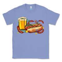 Colony Blue hot dog and beer with stars and usa flags Classic Tee - AdoDesignShop
