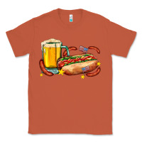 Copper hot dog and beer with stars and usa flags Classic Tee - AdoDesignShop