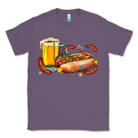 Lavender hot dog and beer with stars and usa flags Classic Tee - AdoDesignShop