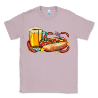 Lilac hot dog and beer with stars and usa flags Classic Tee - AdoDesignShop