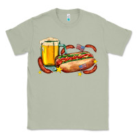 Matcha hot dog and beer with stars and usa flags Classic Tee - AdoDesignShop
