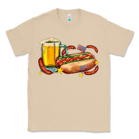 Mushroom hot dog and beer with stars and usa flags Classic Tee - AdoDesignShop