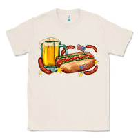 Natural hot dog and beer with stars and usa flags Classic Tee - AdoDesignShop