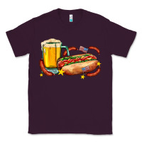 Plum hot dog and beer with stars and usa flags Classic Tee - AdoDesignShop