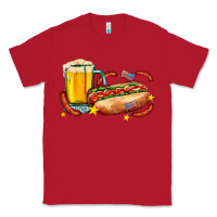 Red hot dog and beer with stars and usa flags Classic Tee - AdoDesignShop