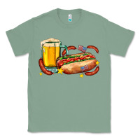 Sage hot dog and beer with stars and usa flags Classic Tee - AdoDesignShop