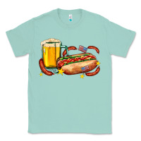 Seafoam hot dog and beer with stars and usa flags Classic Tee - AdoDesignShop