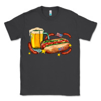 Smoke hot dog and beer with stars and usa flags Classic Tee - AdoDesignShop