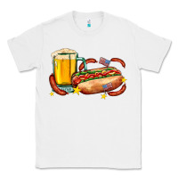 White hot dog and beer with stars and usa flags Classic Tee - AdoDesignShop