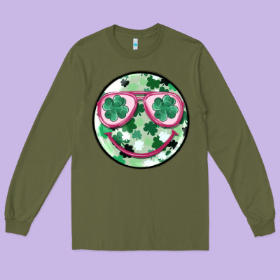 St Patrick's Smiley Long Sleeve Tee Designed By Maliassmallbusiness